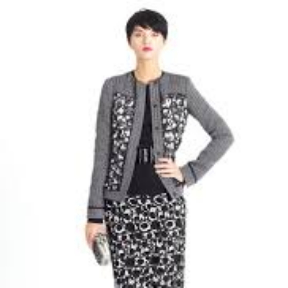 $2,990 OSCAR DE LA RENTA EXCLUSIVE TWEED LACE SILK LINED RUNWAY JACKET US 4